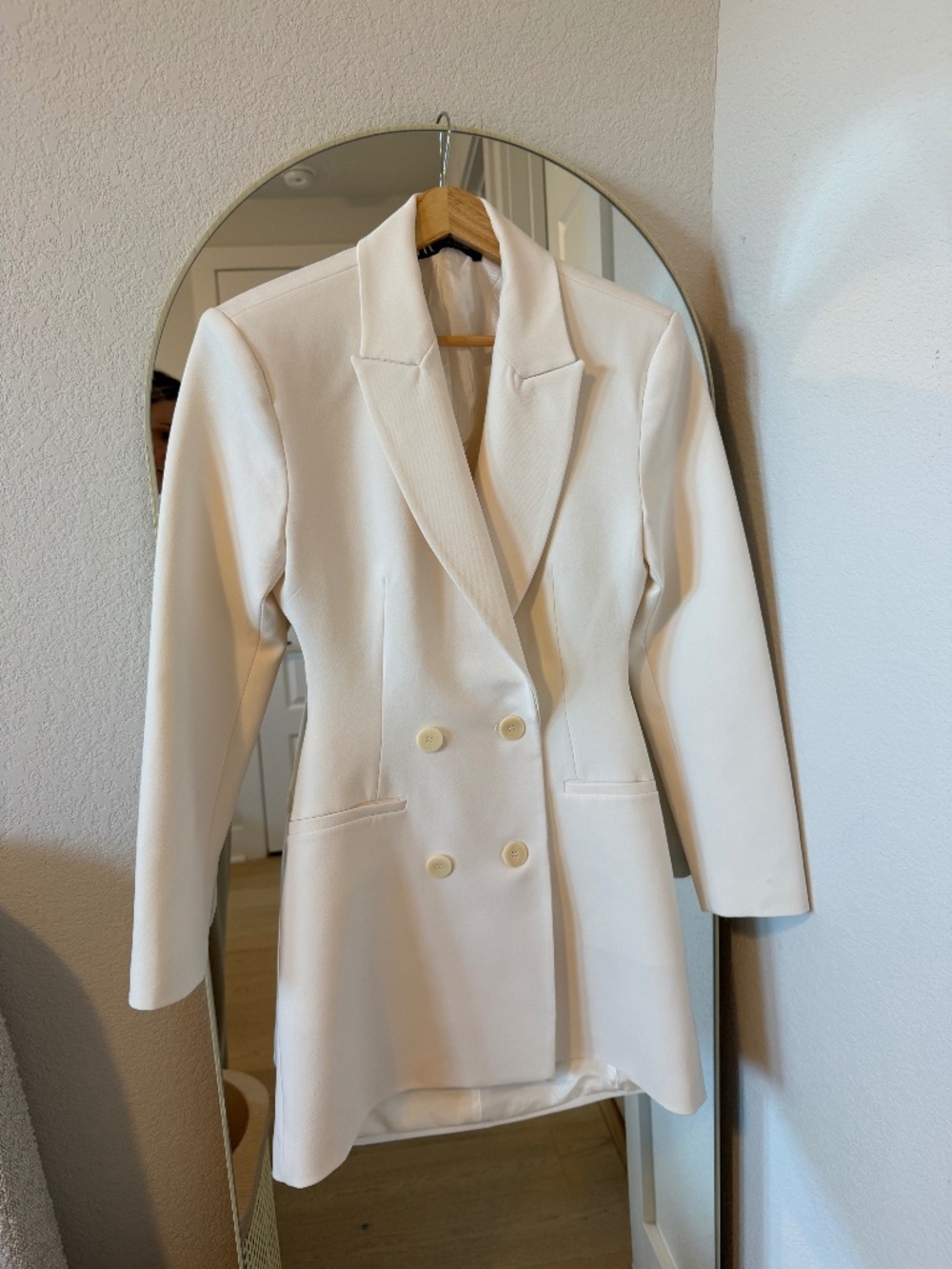 Zara White Cut-Out Corset Back Double Breasted Blazer – Size S